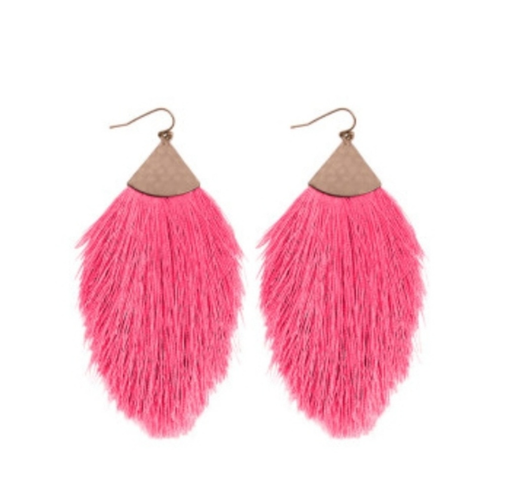 Hot Pink Large Tassel Earrings